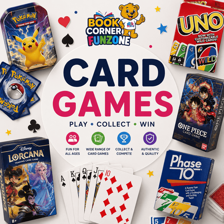 Funzone Card Games collection featuring trading card games, collectible cards, strategy games, family card games, playing cards and educational card games for kids and adults in the UAE