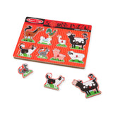 Melissa & Doug Farm Animals Sound Puzzle - Wooden Peg Puzzle With Sound Effects (8 pcs)