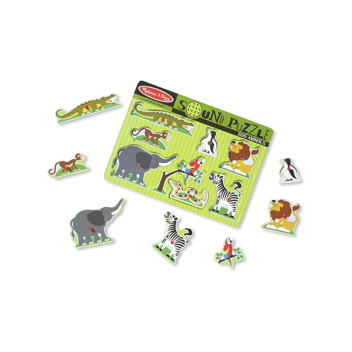 Melissa & Doug Zoo Animals Sound Puzzle - Wooden Peg Puzzle With Sound Effects (8 pcs)