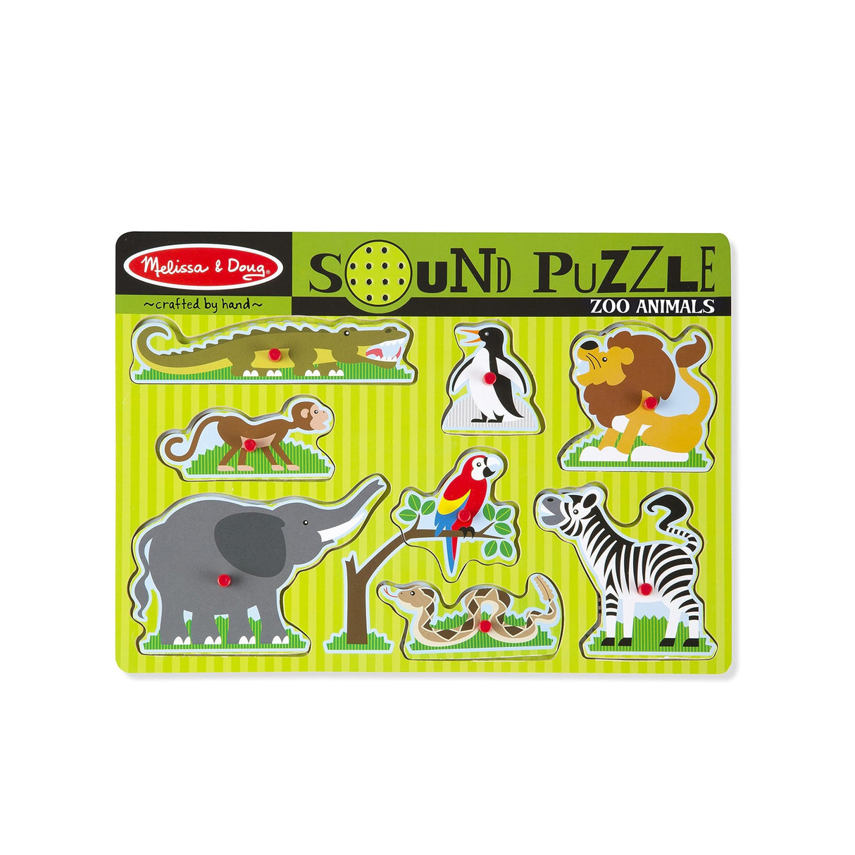 Melissa & Doug Zoo Animals Sound Puzzle - Wooden Peg Puzzle With Sound Effects (8 pcs)