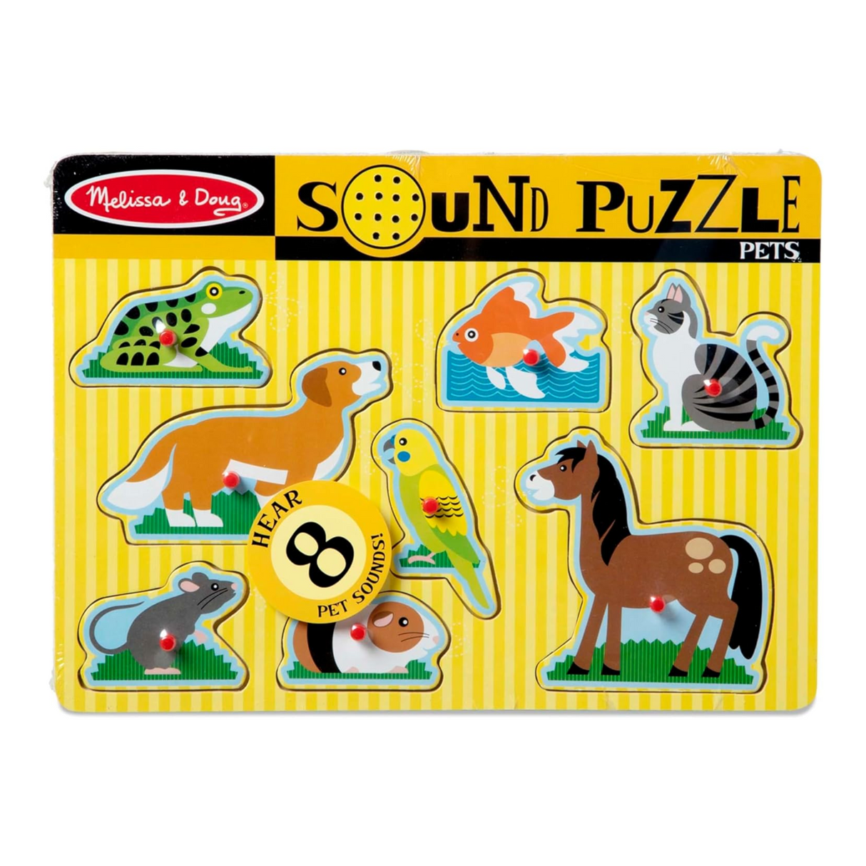 Melissa & Doug Pets Sound Puzzle - Wooden Peg Puzzle With Sound Effects (8 pcs)