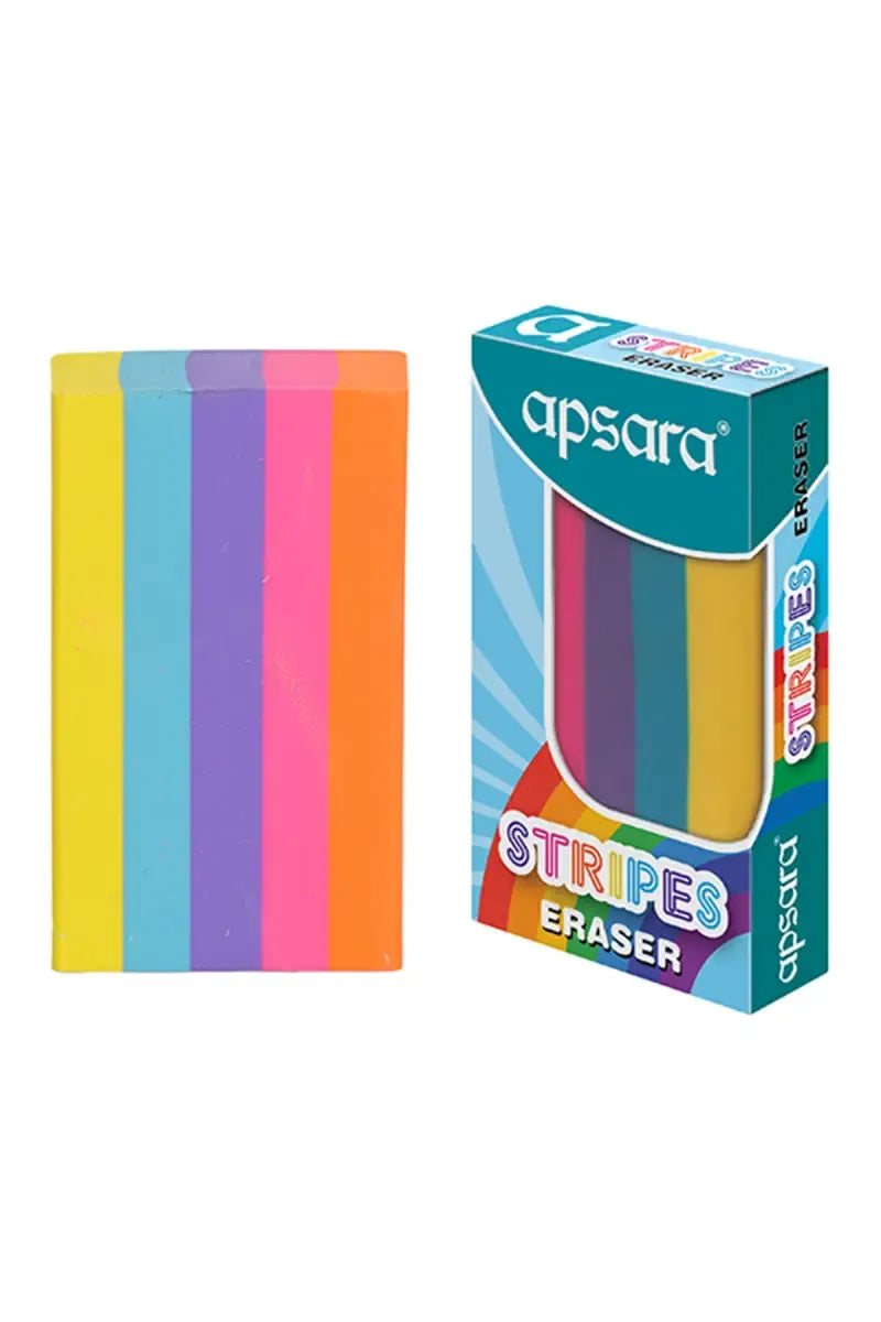 Apsara Stripes Eraser Set – Pack of 10 Premium Pencil Erasers