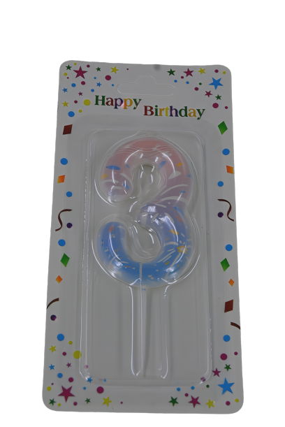 Pastel Number 3 Birthday Candle - Dreamy Colors for 3rd Birthday