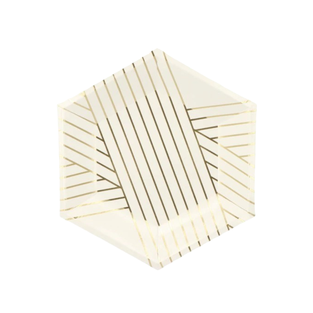 Party Plate 9 Inch Hexagonal 6 Pcs (Design 2)