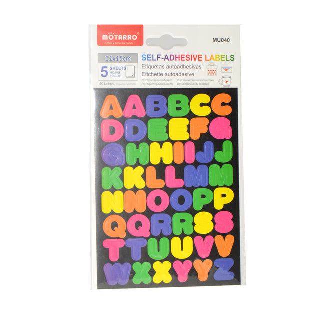 Motarro Self-Adhesive Labels 11x15 cm 5 Sheets Alphabets