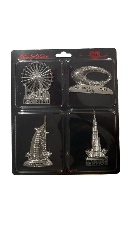 Dubai Landmark Metal Magnet 4 pcs (Assorted Designs)