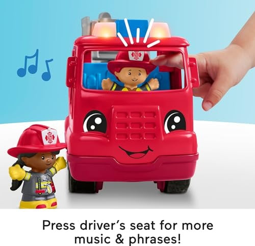 Fisher-Price Little People Fire Truck Musical Push-Along Vehicle With 2 Figures