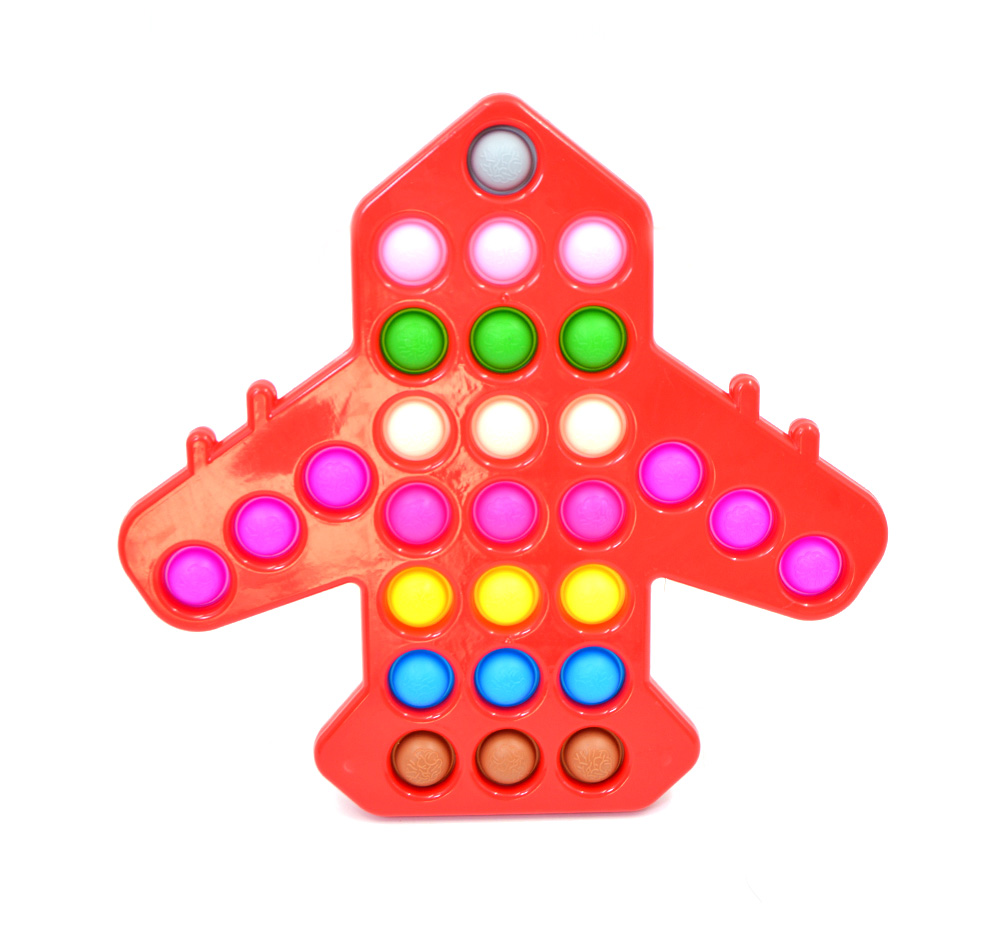 Airplane Shaped Fidget Pop It Toy (Assorted Colors, Sold As Single)