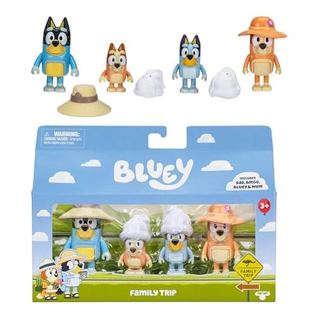 Beach Dad Mum Bluey & Bingo Mini Figure 4-Pack (Family Trip)
