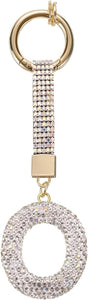 White Rhinestone Letter O Keychain