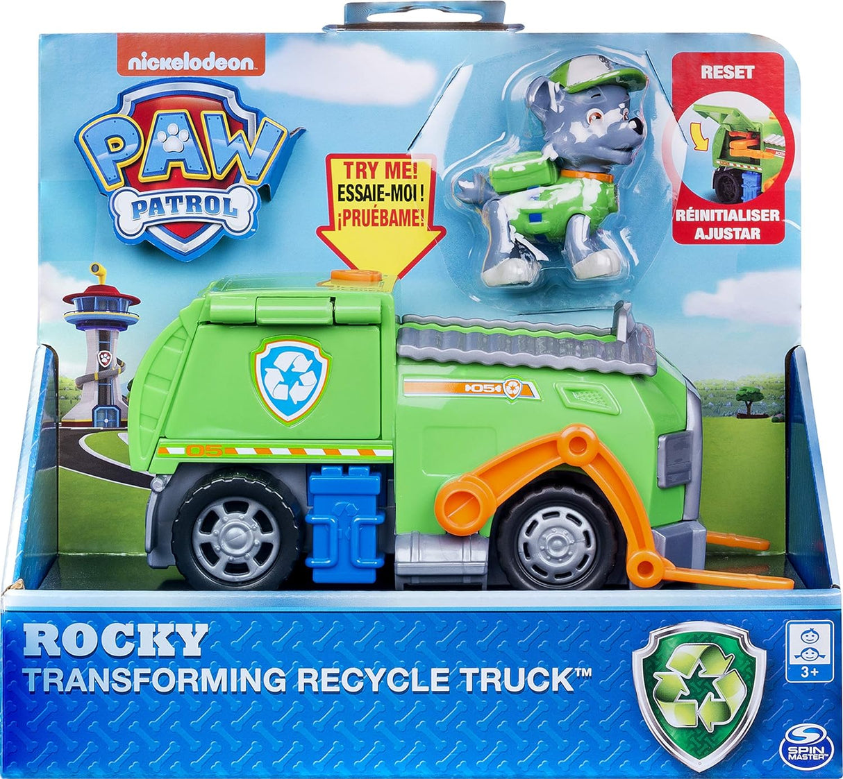 PAW Patrol Rocky’s Transforming Recycle Truck with Pop-out Tools and Moving Forklift for Ages 3 and up
