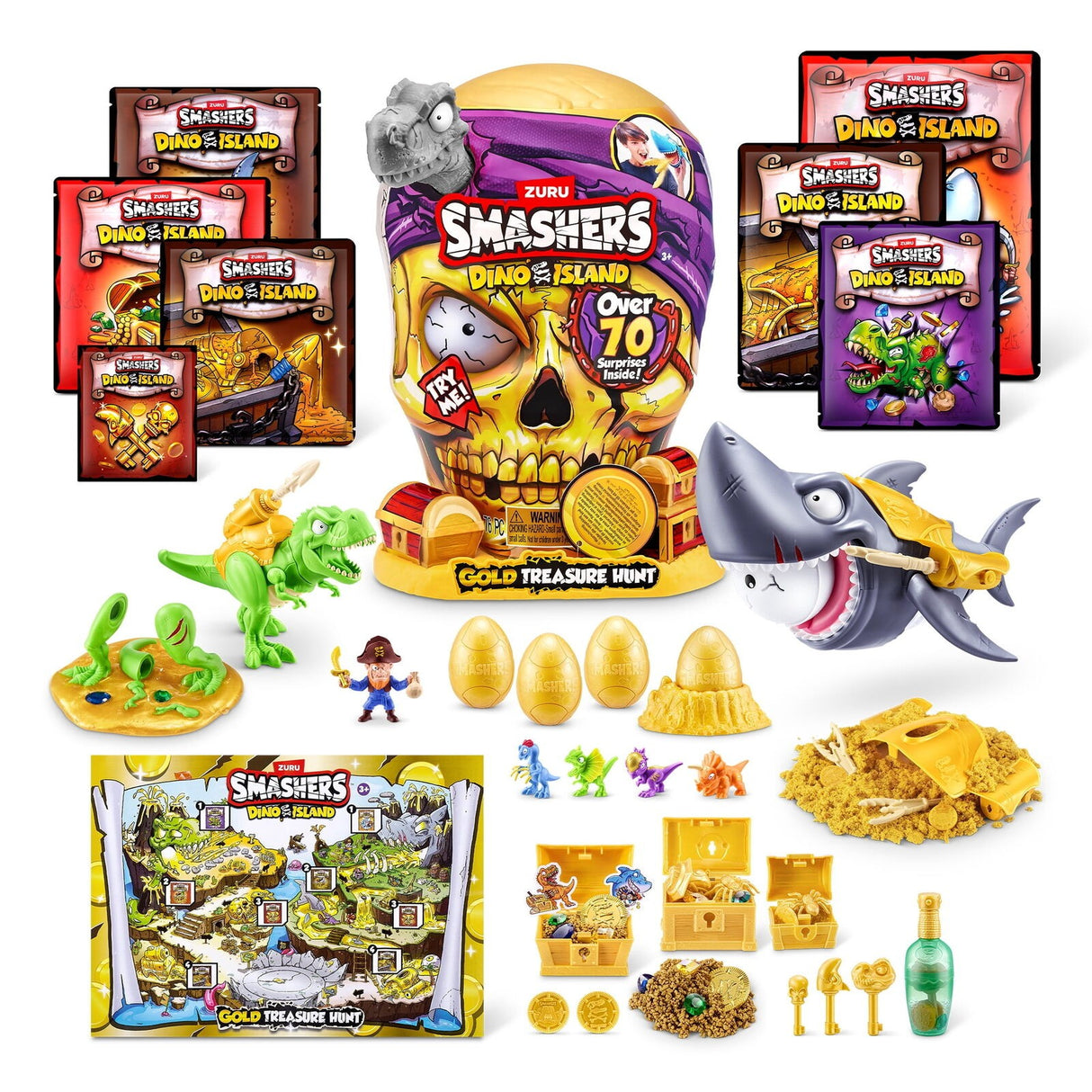 Smashers Dino Island Gold Treasure Hunt Mini Figure Set Collectible Toys