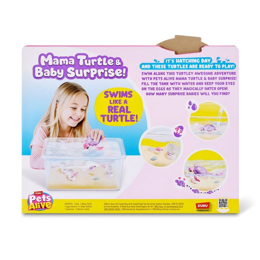 Pets Alive Mama & Baby Surprise Mama Turtle - Interactive Turtle with Hatching Eggs and 2-4 Baby Turtles - Assorted