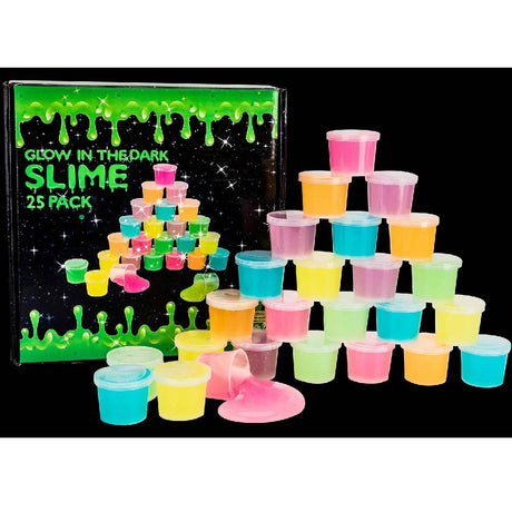 Glow in The Dark Party Supplies - 25 Pack Glow Slime Kit for Girls Boys Idea for Kids Party Favor, Goodie Bag Stuffer, Classroom Prize - Unique Texture and Sensation