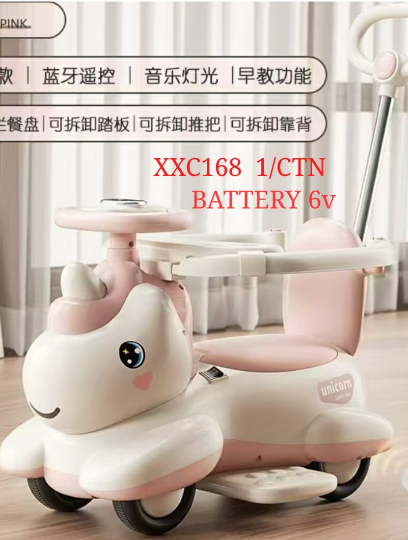 Unicorn Electric Push Car for Kids – Ride-On Toy with Music, Lights & Safety Handle