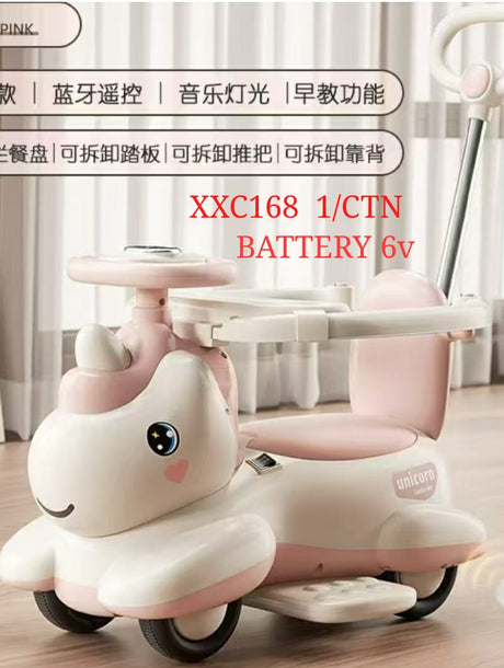 Unicorn Electric Push Car for Kids – Ride-On Toy with Music, Lights & Safety Handle