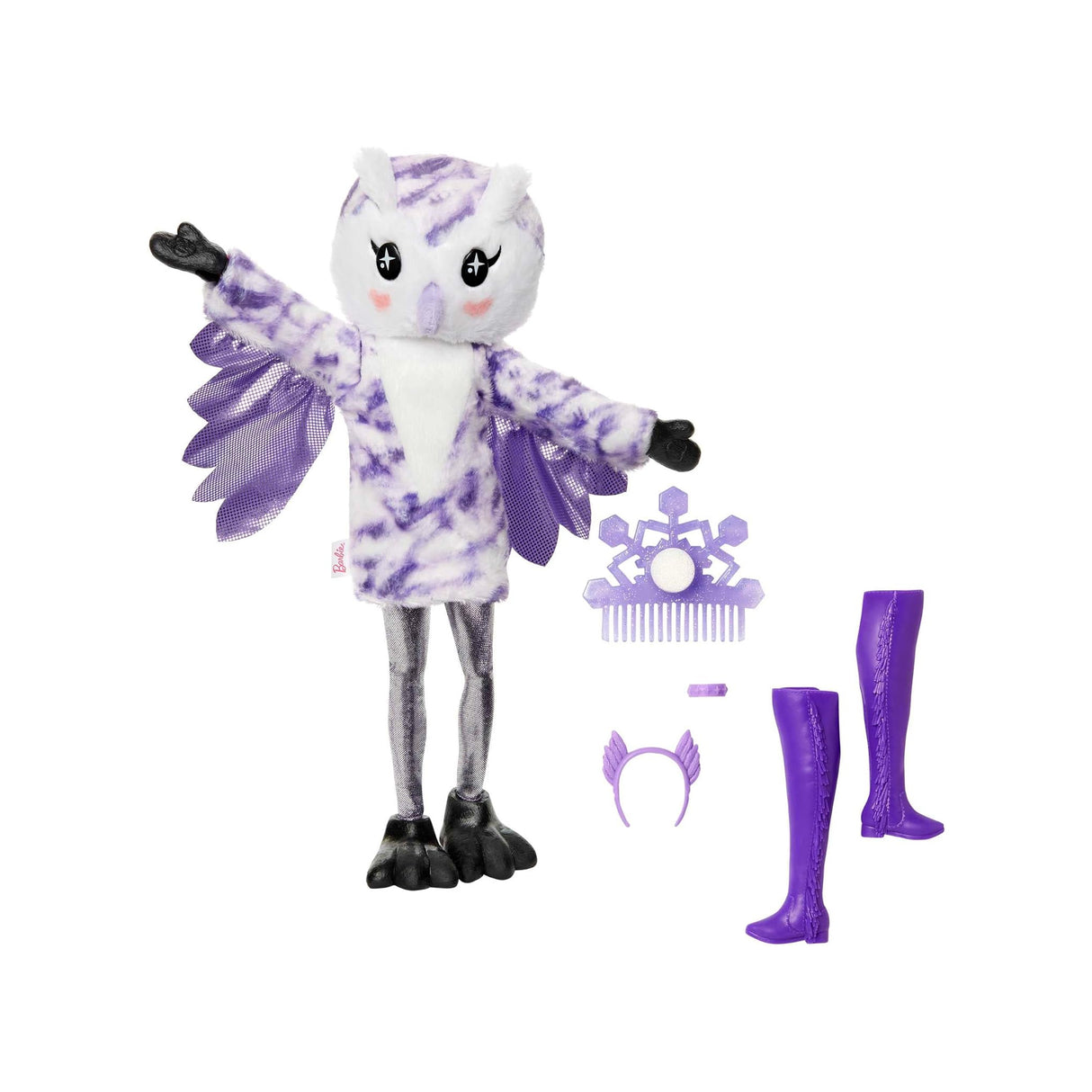 Barbie Cutie Reveal Doll, Snowflake Sparkle Series Owl Plush Costume