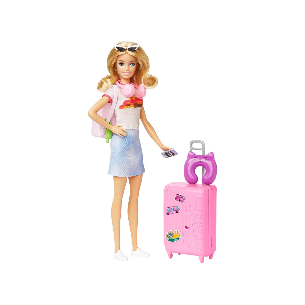 Barbie Doll & Accessories, Travel Set with Puppy , Malibu Doll with Blonde Hair