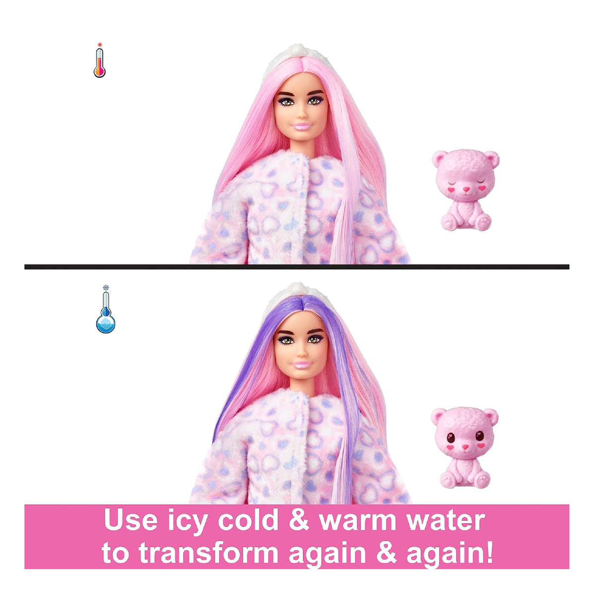 Barbie Cutie Reveal Doll with Pink Hair & Teddy Bear Costume