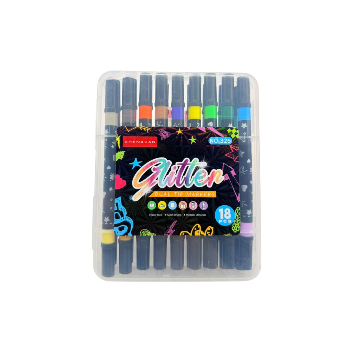 Glitter Dual Tip Markers 18-Piece Set – No. 325-18