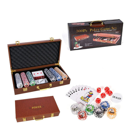 300 PC Poker Game Set Wooden Storage Case