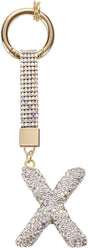 White Rhinestone Letter X Keychain