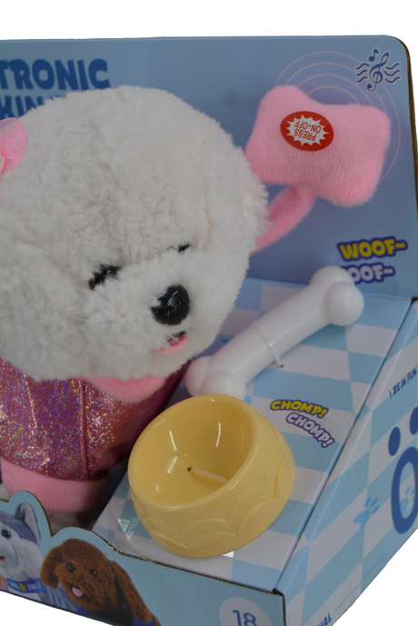 White Dog Plush Electronic Walking & Barking Pet