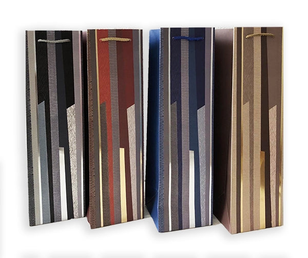 Wine Bottle Gift Bags Elegant Party Carriers (Assorted Designs, sold as single)