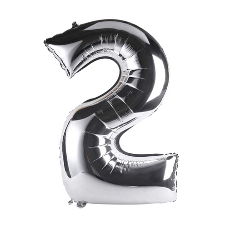 Foil Balloon Age 2 Silver 40 Inch