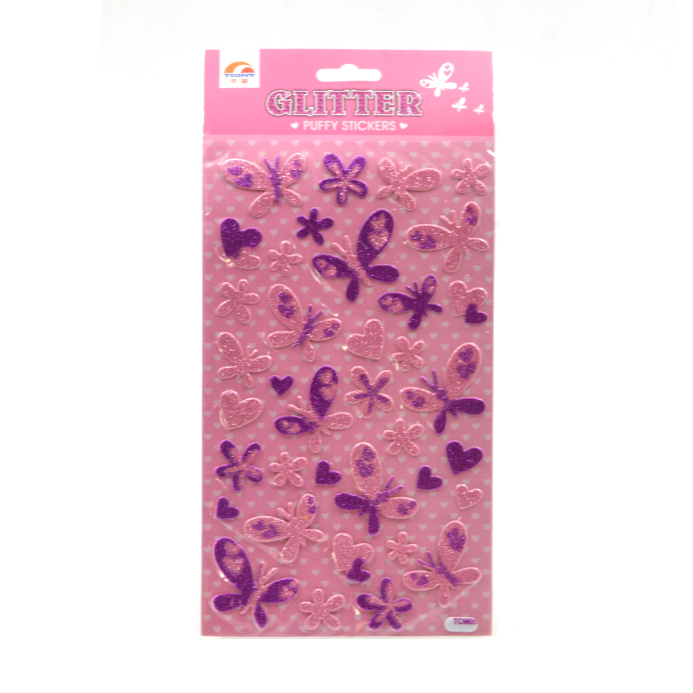 Butterfly Glitter Puffy Stickers