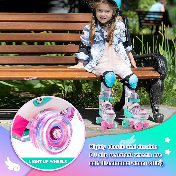 Mermaid Adjustable Roller Skates Flashing Wheels