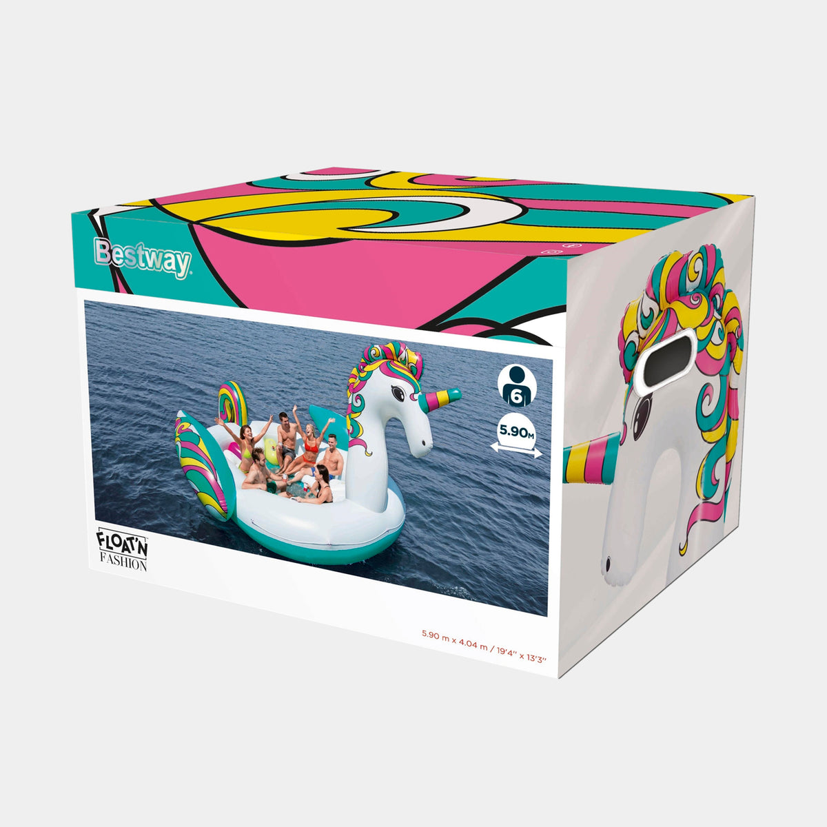 Bestway Giant Unicorn Island Inflatable Pool Float 590 × 404 cm – 43228