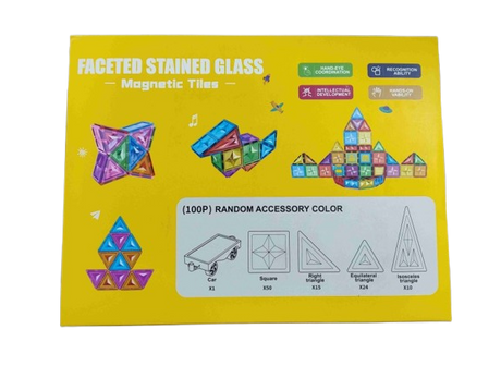 Faceted Stained Glass Magnetic Tiles 100 Pieces – Magnetic Building Set