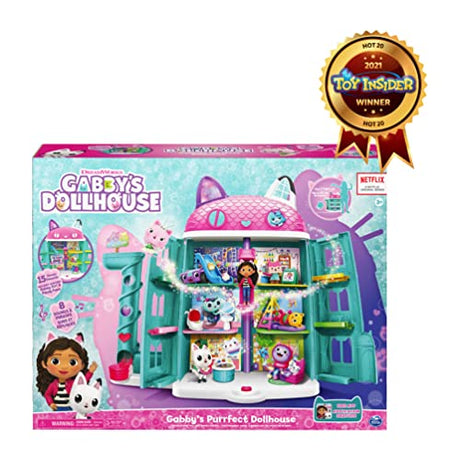 Gabby’s Dollhouse Purrfect Dollhouse with 15 Pieces Including Toy Figures Furniture Accessories and Sounds Kids Toys for Ages 3 and up