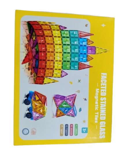 Faceted Stained Glass Magnetic Tiles 100 Pieces – Magnetic Building Set