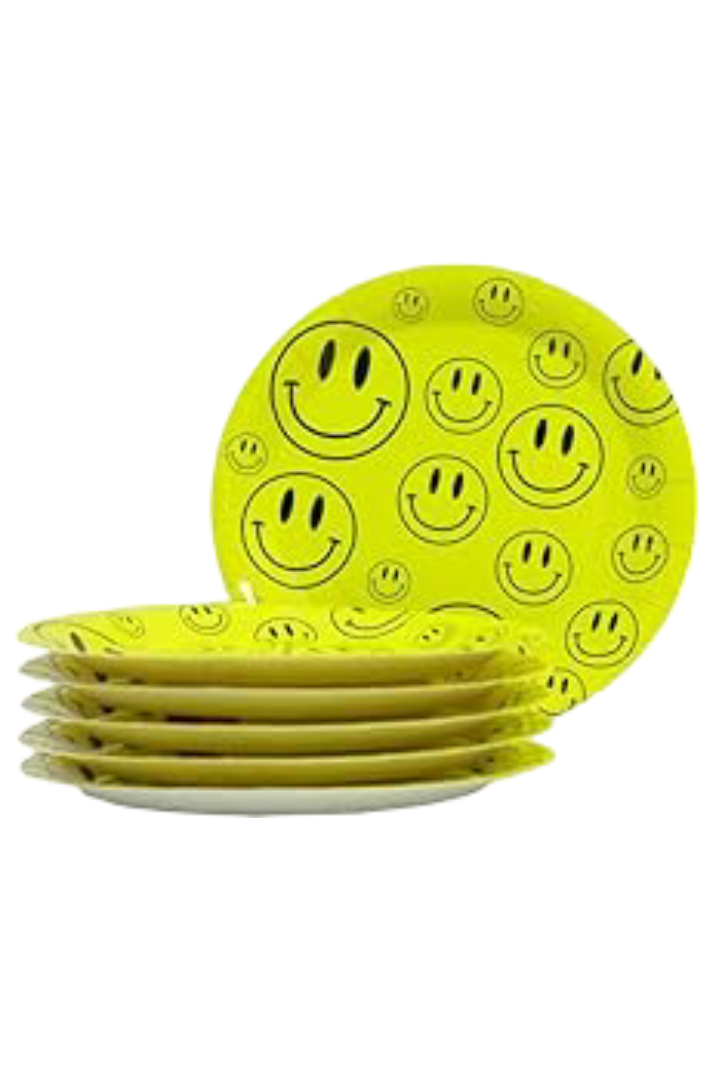 Party Plate 7 Inch Round Smiley 6 Pcs