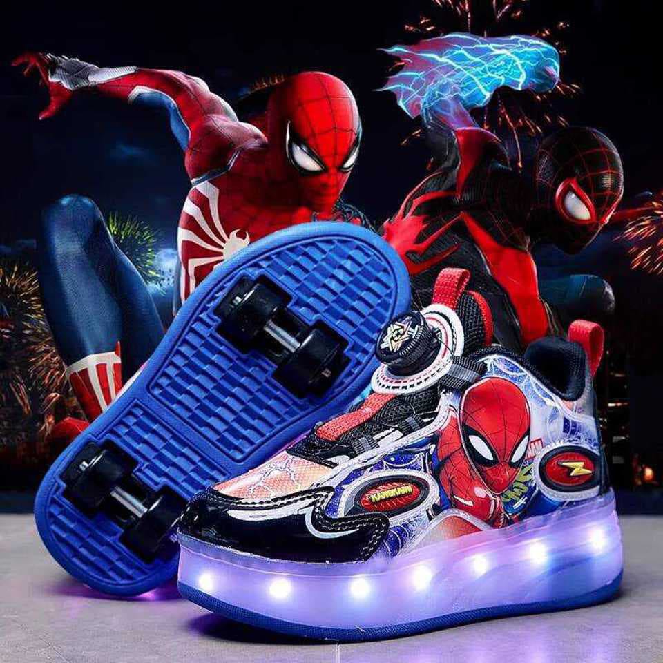Spider-Man Roller Skate Shoes with LED Lights – Size 28–37