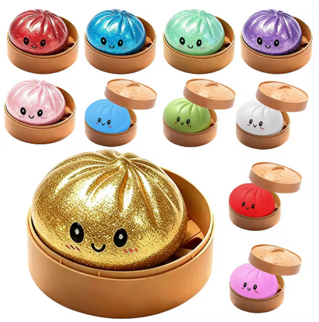 Dumpling Squishy Toy – Soft Sensory Squeeze Toy (Without Light, Assorted Colors) - product image