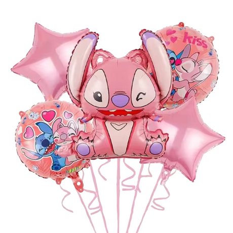 Stitch Pink Helium Balloons - 5 Pcs Set