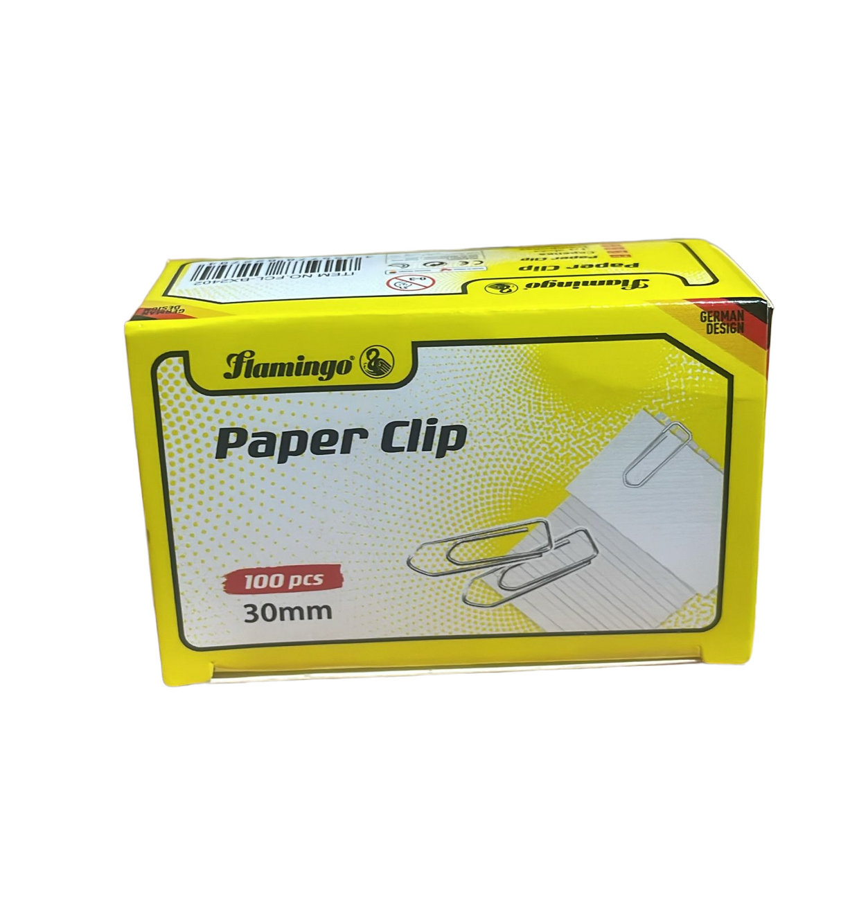 Flamingo Paper Clips – 30 mm, Pack of 100 Durable Metal Office Clips