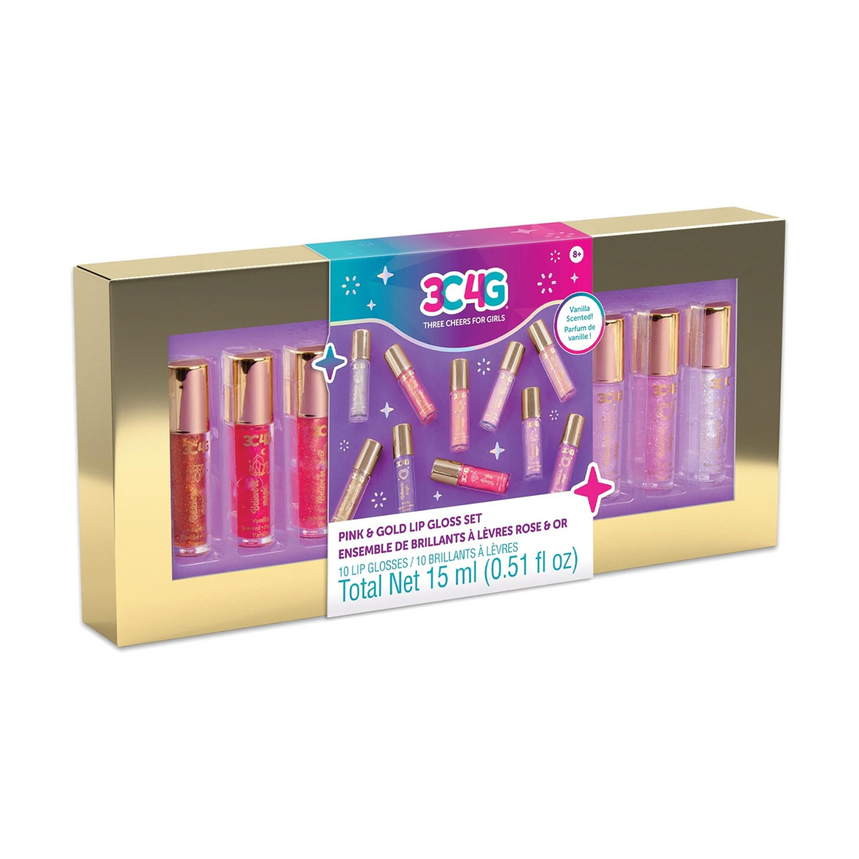 3C4G Three Cheers For Girls Pink Gold Lip Gloss Set 10 Pack
