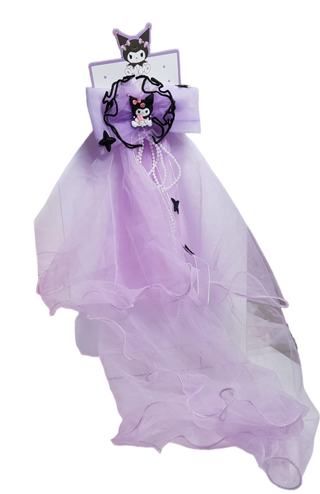 Kuromi Hair Bow Veil Drop Clip