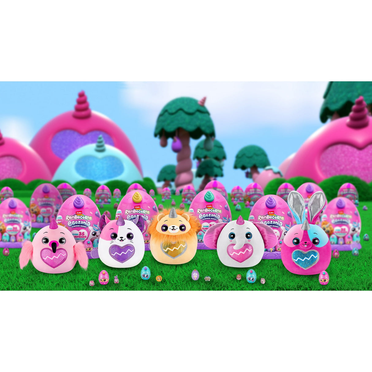 Rainbocorns Eggzania Surprise Mania - Squishy Plush Animal Egg with 20+ Surprises, Yolkies, Slime, and Wearable Accessories - Assorted (Bunny)