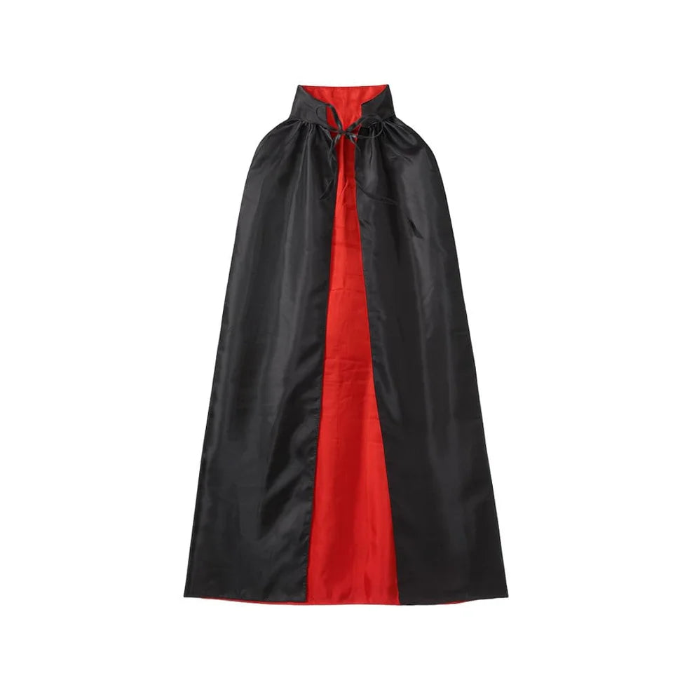 Dracula Cape for Adults reversible black and red vampire cloak 120cm for Halloween