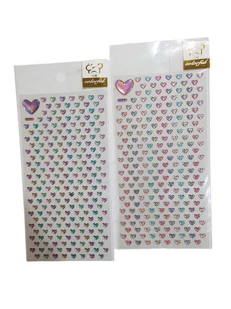 Glitter Resin Small Heart Sticker Assorted Set of 2