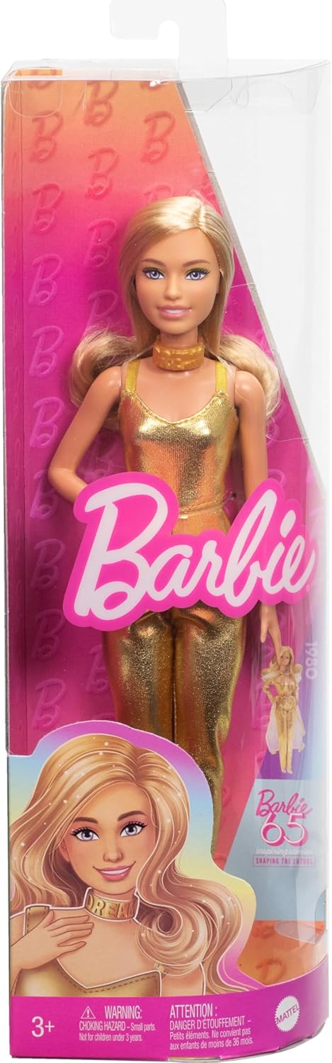 Barbie Fashionistas Doll 222 Blonde Wavy Hair Golden Jumps