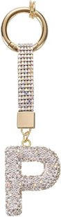 White Rhinestone Letter P Keychain