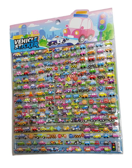 Vehicle Puffy Sticker Double Sheet Assorted Set of 2