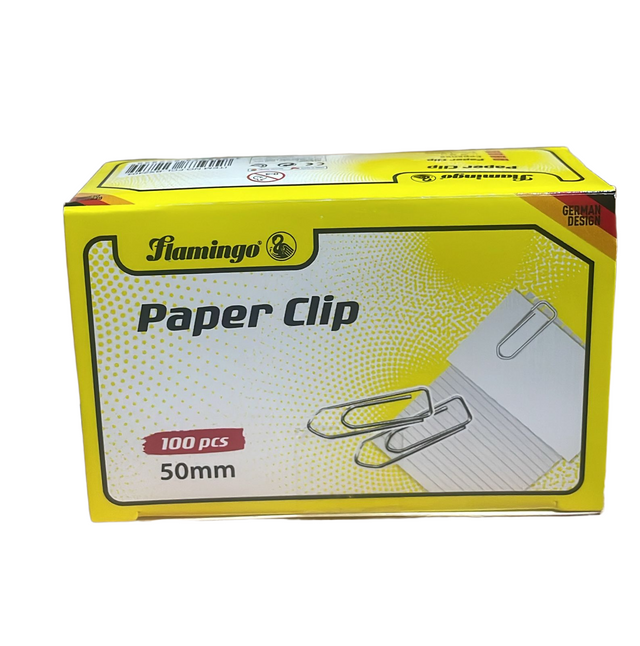 Flamingo Paper Clips – 50 mm, Pack of 100 Large Colorful Clips - product image