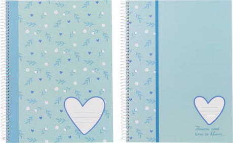 Ancor A4 Hardcover Sweet Blue Design Spiral Notebook (80 Sheets)